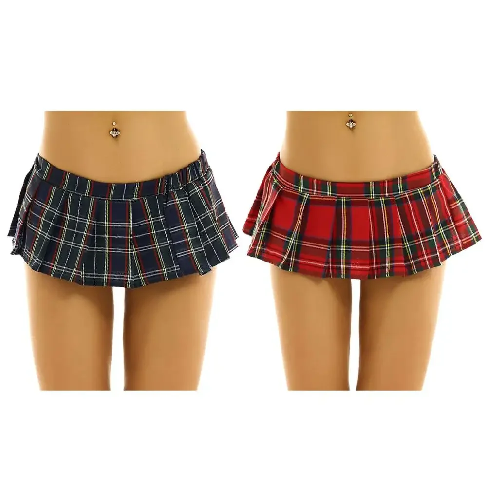 iiniim Womens Femme Japanese Schoolgirls Skirt Sexy Micro Mini Preppy Plaid Skirts Scottish Grid Miniskirt Night Party Clubwear