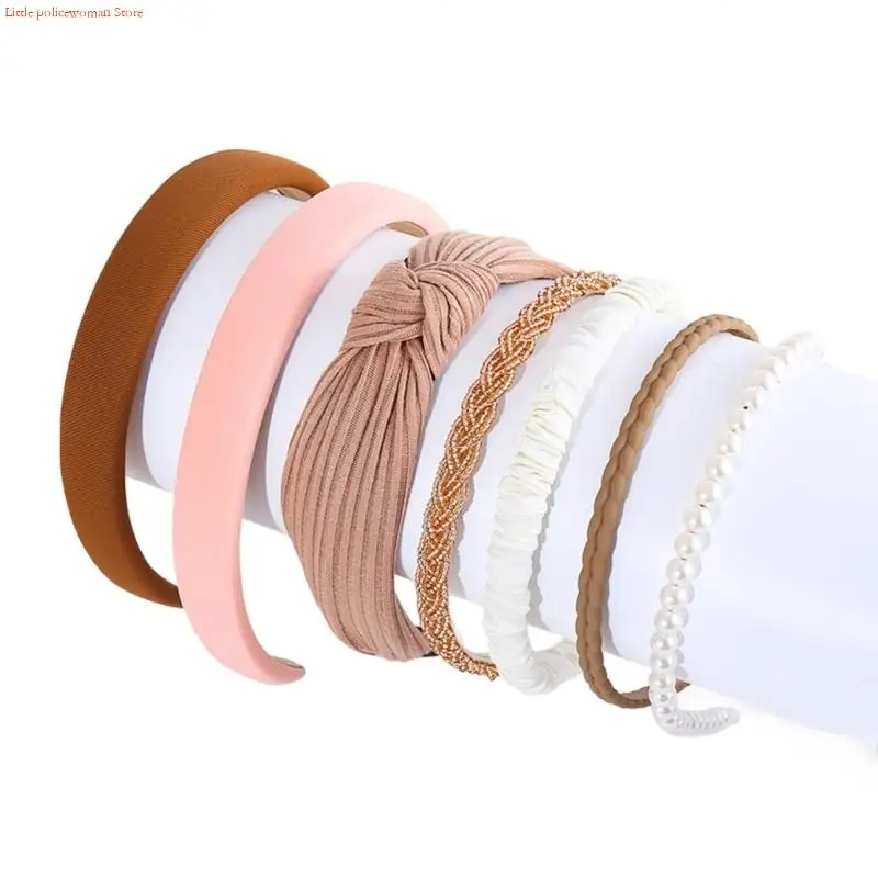 F92D Elegant Pearls Accented Headbands Nonslip Technology Hair Hoop Lightweight Headdress Props For Office Social Event