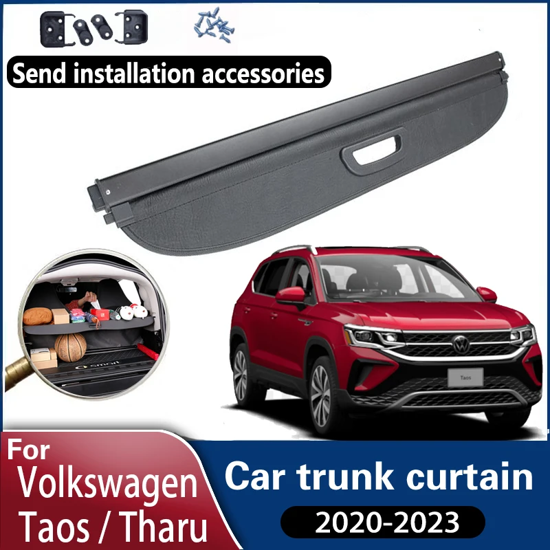 For VW Taos 2022 Accessories Volkswagen Tharu 2020~2023 Car Trunk Curtain Covers Rear Rack Partition Decoration Car Accessories