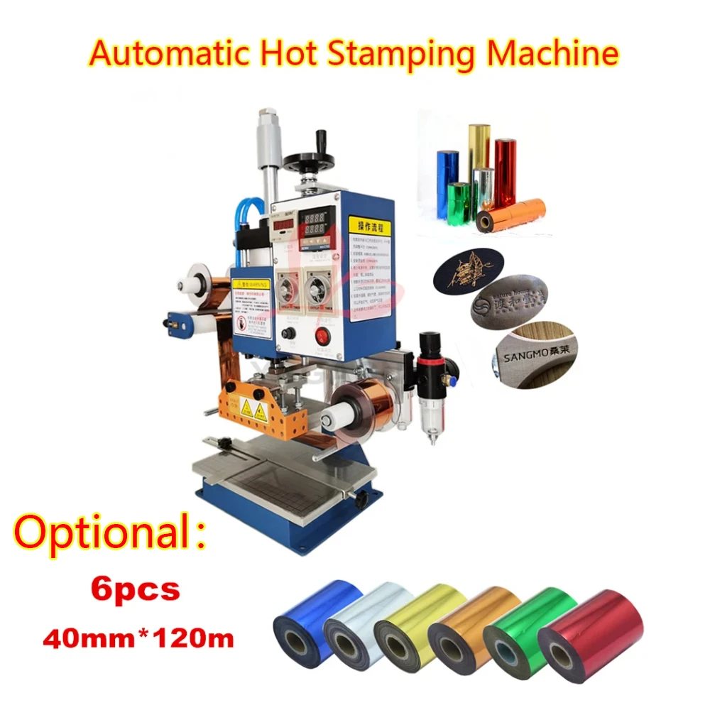 

Heat Press Bronzing Machine Pneumatic Automatic Hot Foil Stamping Machine with Gilded Paper for Leather PVC Wood Embossing