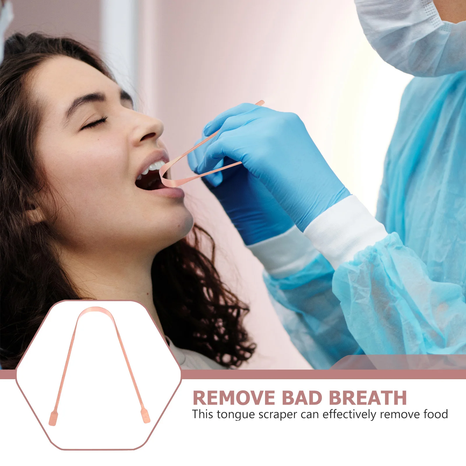 1 pezzo di raschietto per pulizia, materiale ecologico, manico ergonomico, raschietto dorato per la rimozione dell'alito cattivo