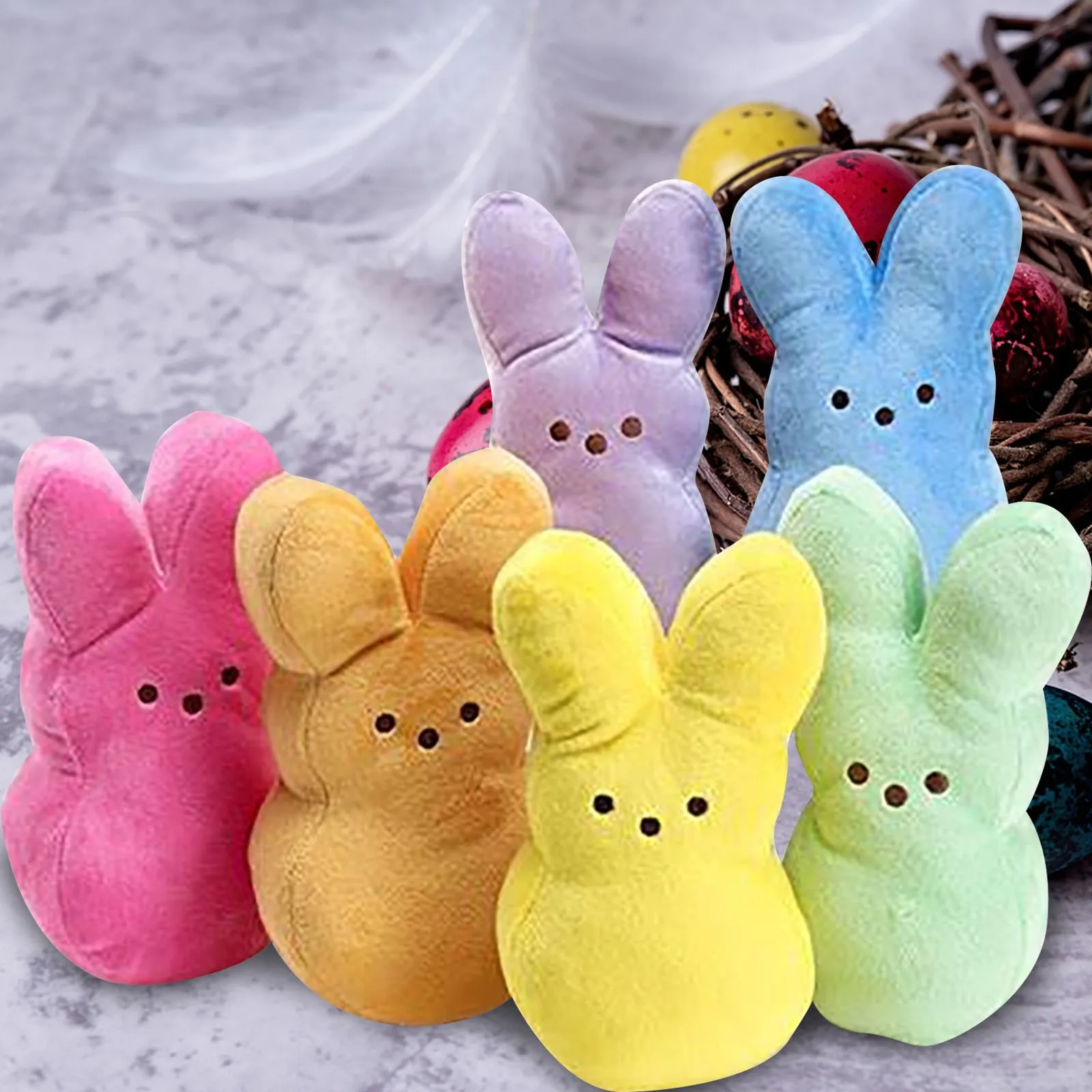 15CM Easter Peeps Bunny Plush Toys Cartoon Rabbit Toys Soft Stuffed Animal Toys Home Decoration Kawaii Peluche Bunny Kids Gifts