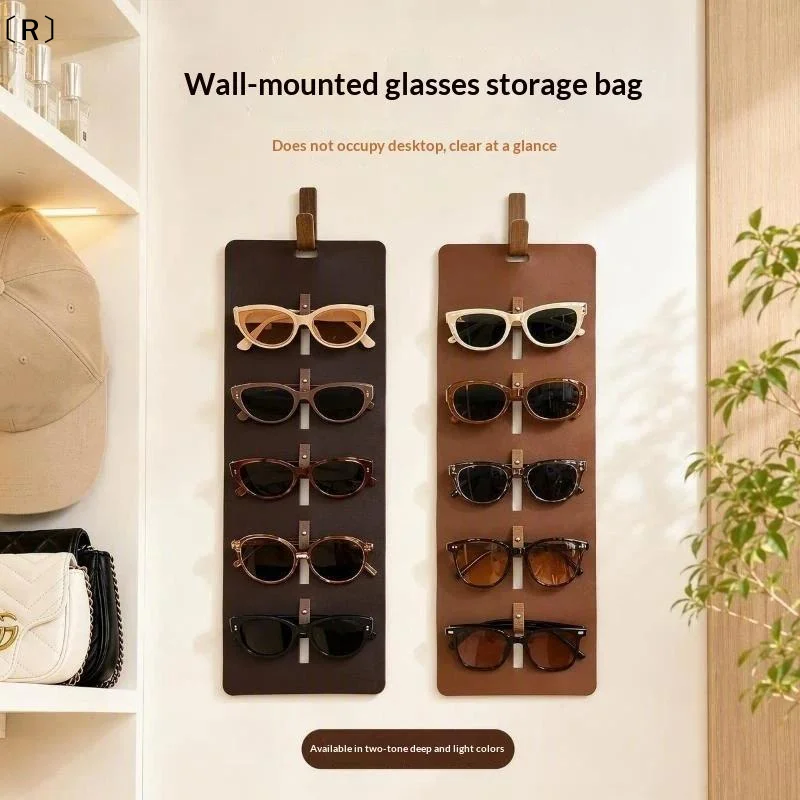 〔R〕Leather Sunglasses Storage Organizer Multi Slot Eyeglasses Display Rack Hanging Eyewear Holder Home Entryway Accessory Stand