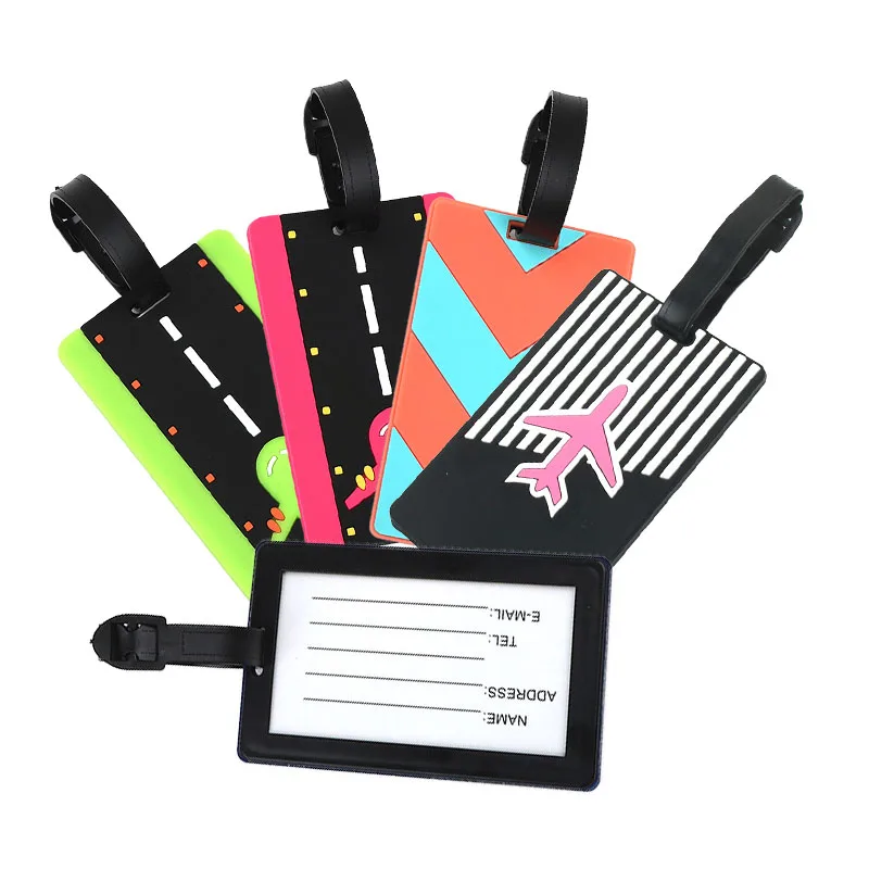 

1 шт., унисекс, мягкая багажная бирка из ПВХ, креативный чемодан, модный стиль, силиконовый портативный дорожный держатель, дорожные аксессуары, багажные бирки