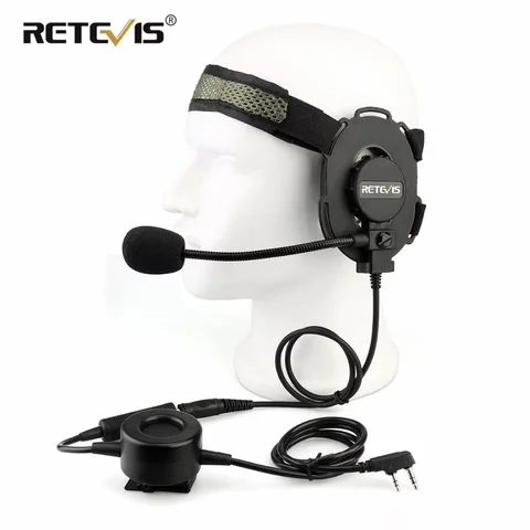 RETEVIS EH060K 전술 헤드셋 군용 워키 토키 헤드셋 Kenwood ForBaofeng UV-5R/UV82 RT1/RT81 용 Airsoft 게임 마이크