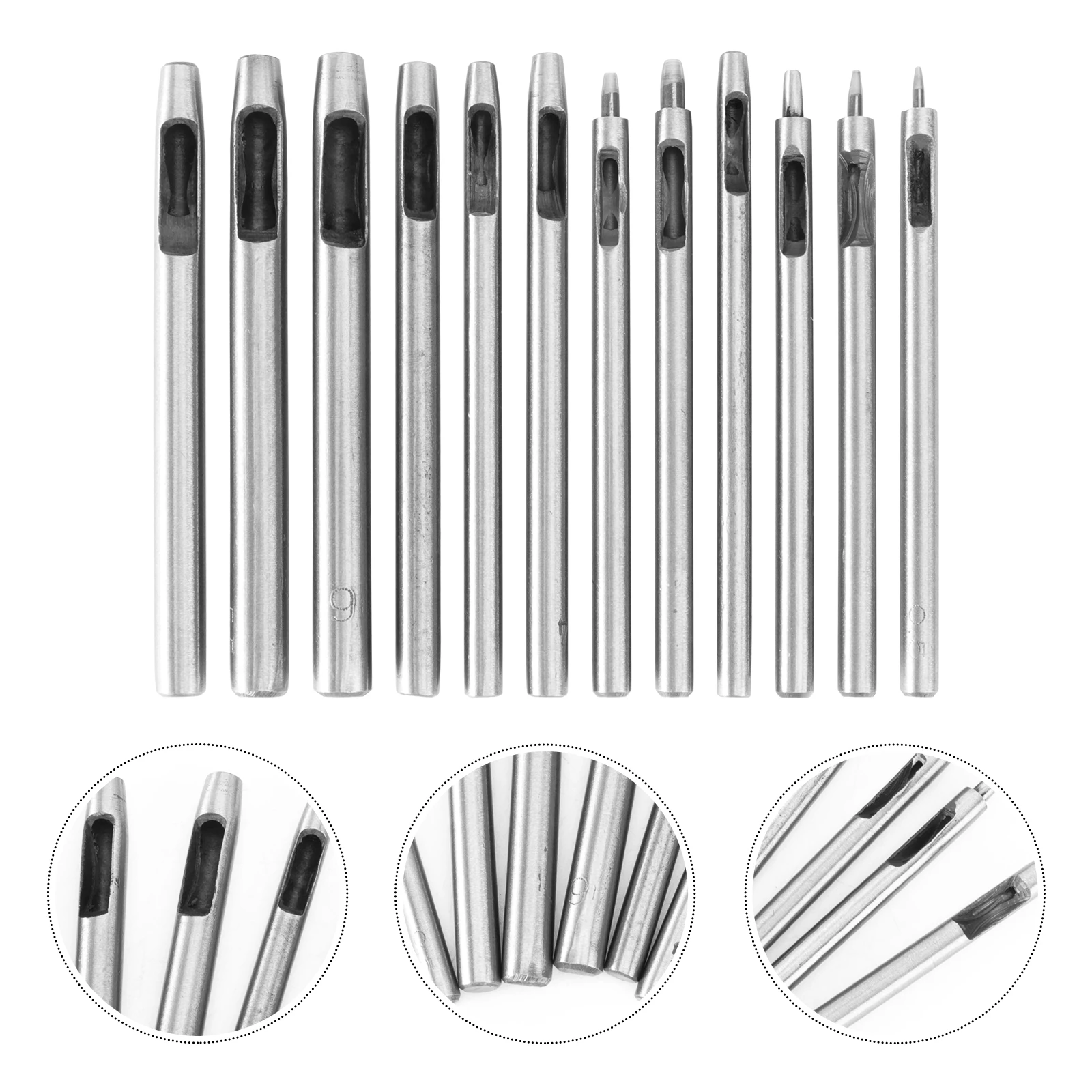 

12Pcs Hole Punch Set Durable Punches for Belt Eyelet Equipment Various Sizes Easy to Use Hole Punch Set