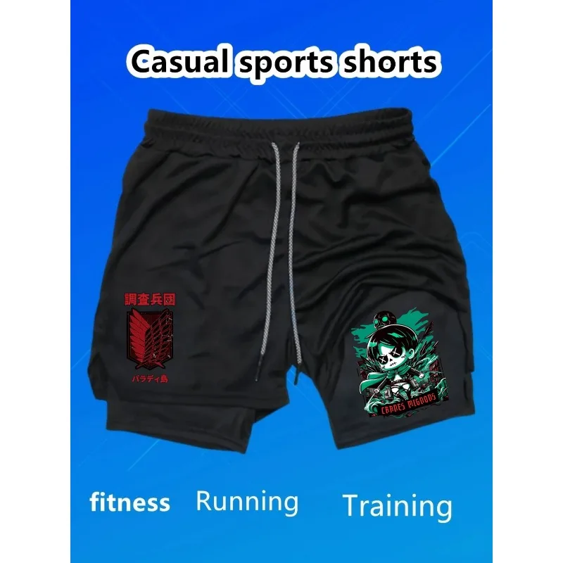 

2in1 Breathable Men Basketball Shorts GYM Basketball Running Quick-Drying Shorts Levi Ackerman Print Fashion Short Summer Shorts