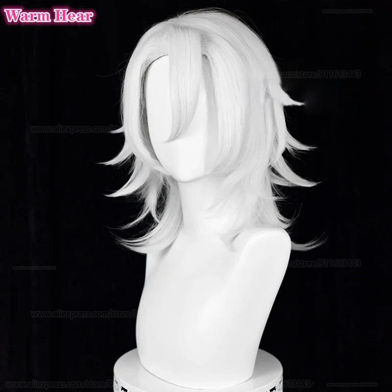 Uzui Tengen peruka do Cosplay 35cm/40cm 2 style srebrno-biały Cosplay Anime peruki odporne na ciepło syntetyczne włosy peruka peruki imprezowe +