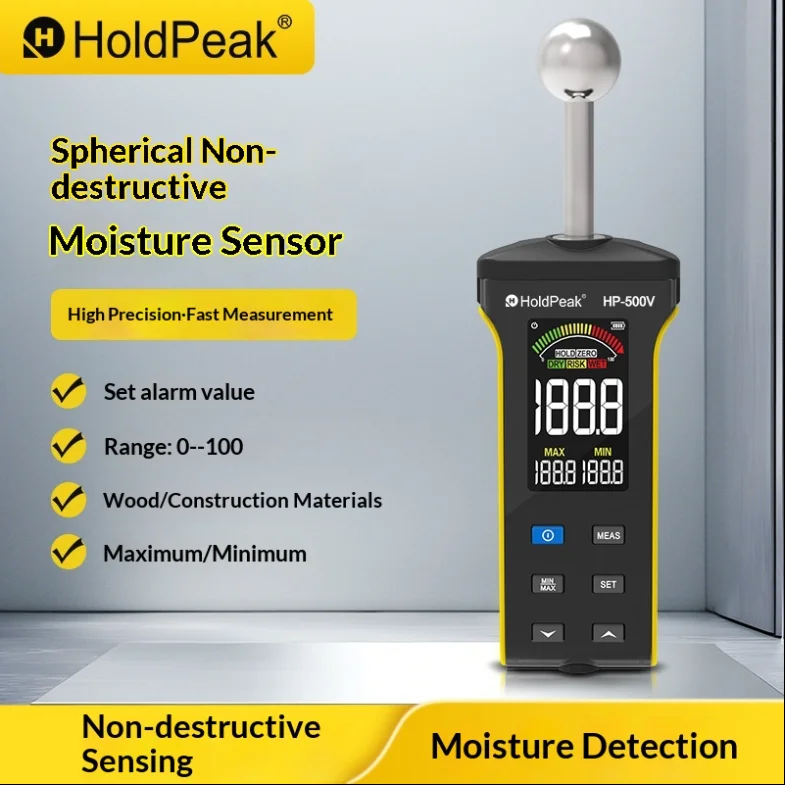 HoldPeak Non-Contact Moisture Meter 40mm Deep Wall Scanner Digital Pinless Hygrometer Wood Damp Tester For Concrete Drywall
