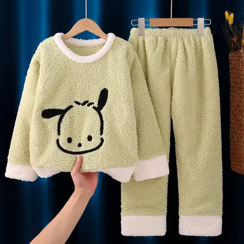 

My Melody PomPomPurin Anime Kawaii MINISO Nightwear Shirt Pants Cute Pochacco Kuromi Coral Children Homewear Clothing Gifts Toys