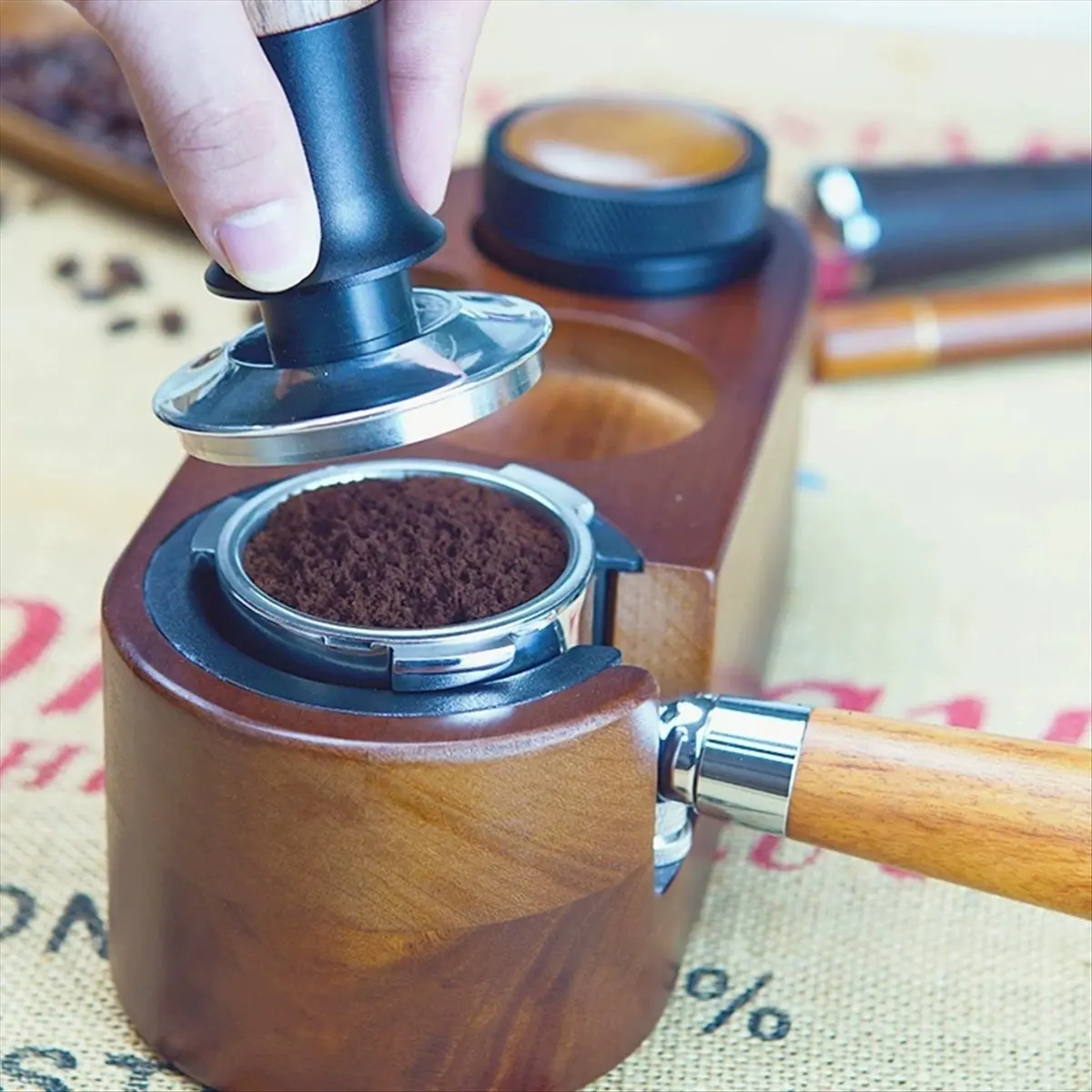 58 مللي متر سدادة الاسبريسو قوة ثابتة تأثير العبث قاعدة مسطحة موزع القهوة أداة تسوية سدادة قهوة #3