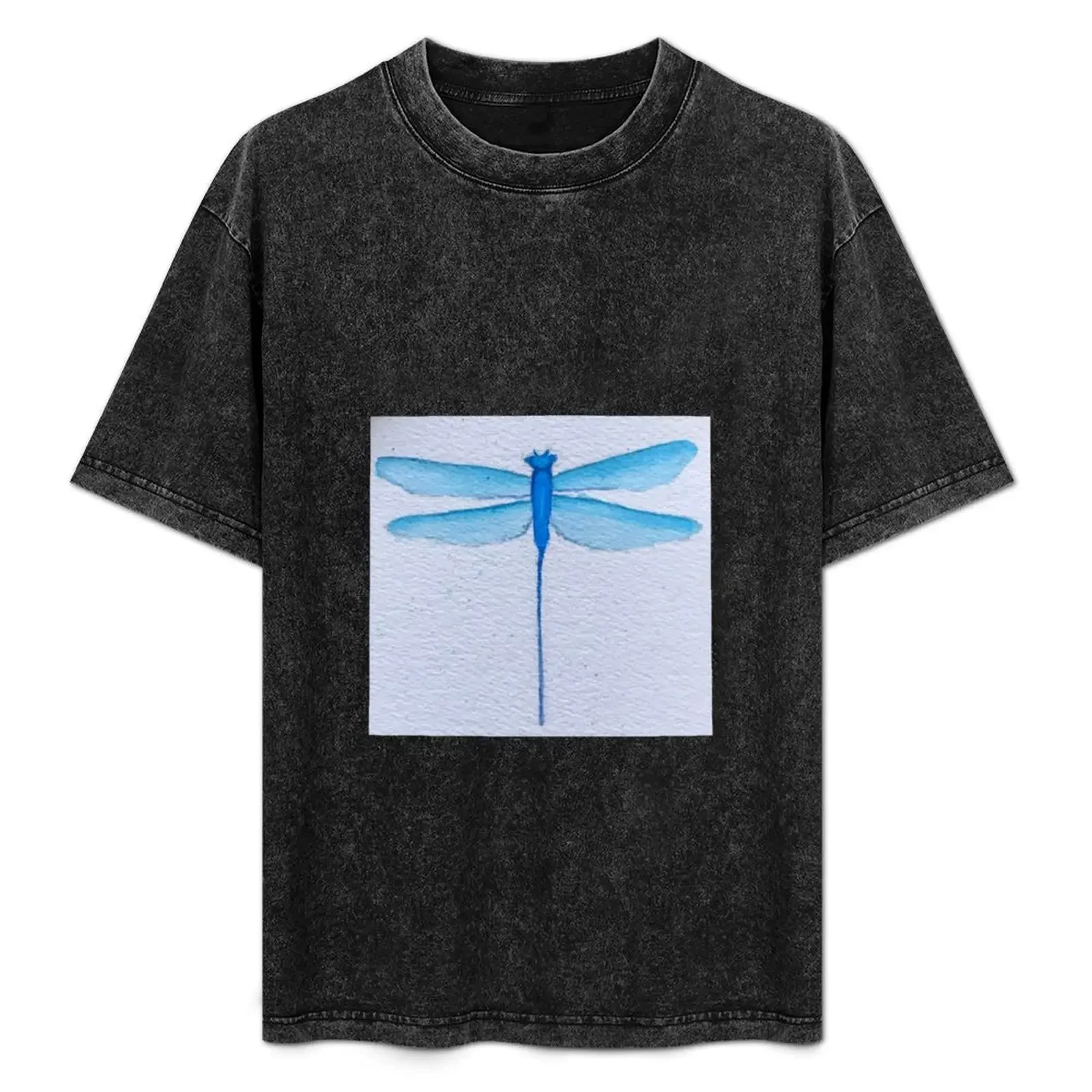 

Blue Dragonfly Watercolor Illustration T-Shirt valentines clothes vintage anime shirt heavyweights men t shirts