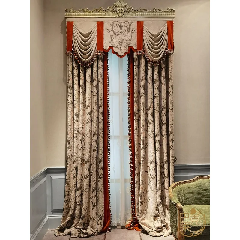 French new high-end retro villa American European living room bedroom blackout custom chenille curtain gauze curtain
