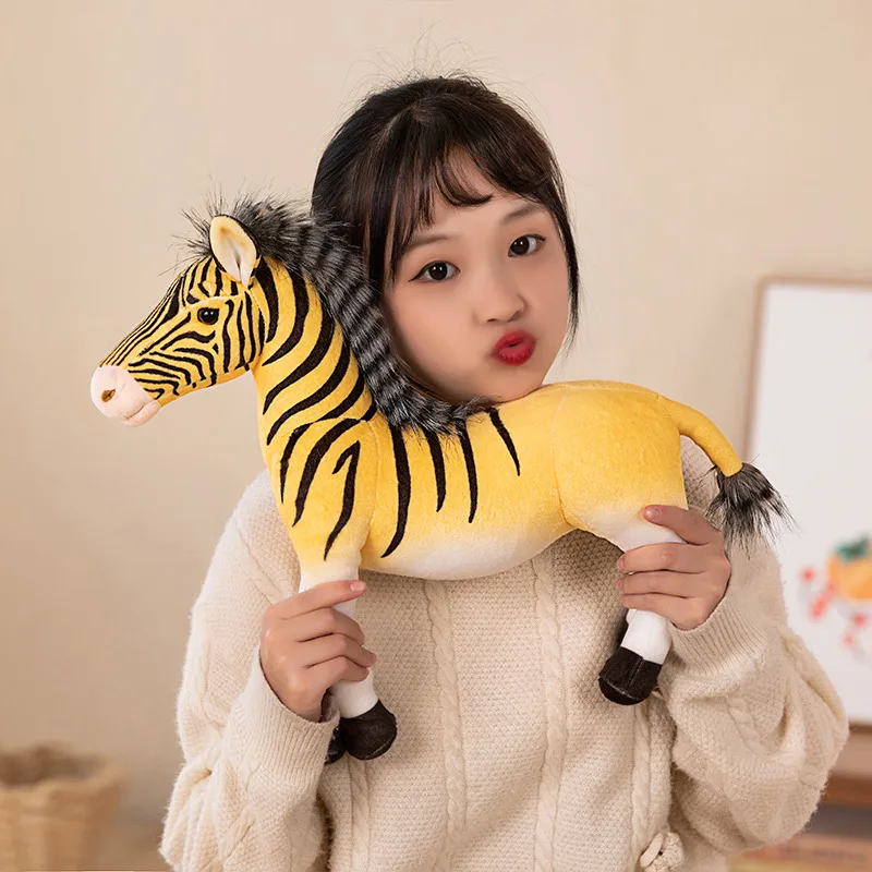 30/40cm New Yellow Zebra Plush Toy Stuffed Cute Realistic Plush Horse Pillow Doll Cushion Home Decor Plushies Gift