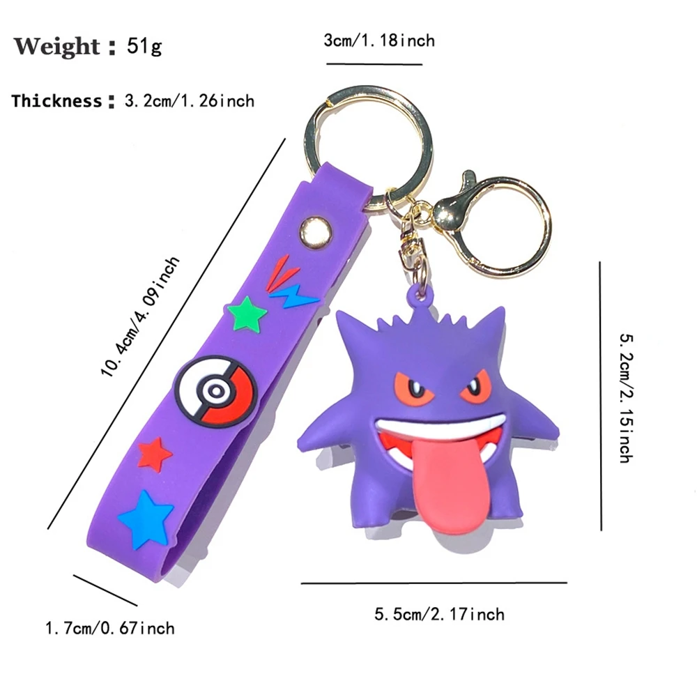 New Pokemon Anime Figures Keychain Pikachu Gengar Meowth Doll Car Bag Pendant Couple Wholesale Jewelry Desktop Kids Toys Gifts