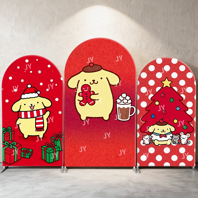 

Christmas Pompompurin Arch Backdrop Cover Sanrio Cartoon Xmas Theme Party Decor Photo Booth Background Kids Holiday Supplies