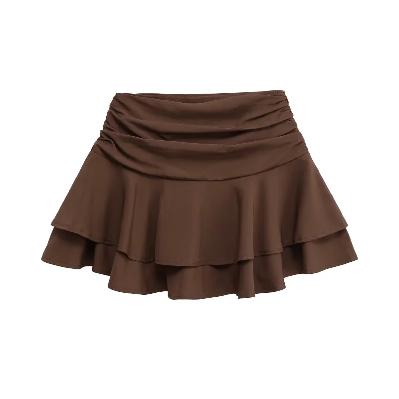 ETJ 2025 Damen Sommer Neu Sexy Mode Hot Girl Style Flauschige Stufenverzierung Mittelhoch Sitzender Kurzer Rock-Hosenrock – Detail 29