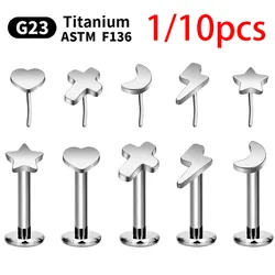 G23 Titanium Pin Labret For Women Piercing Nasal nail 16G Push Pin Cartilage Helix Tragus stud earrings body Jewelry