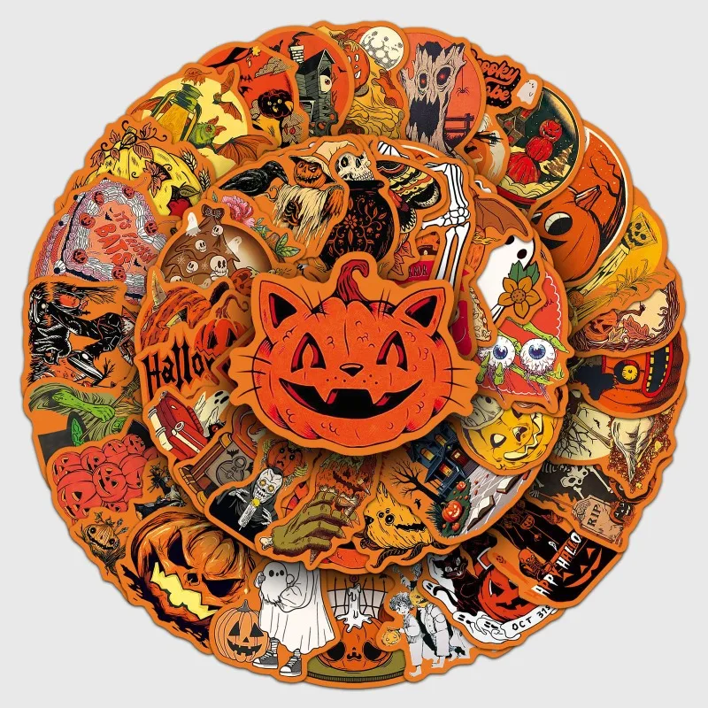 10/50Pcs Halloween Stickers Halloween Pumpkin Ghost Skull Festival Decoration Mobile Computer Laptop Children's Toy Stickers