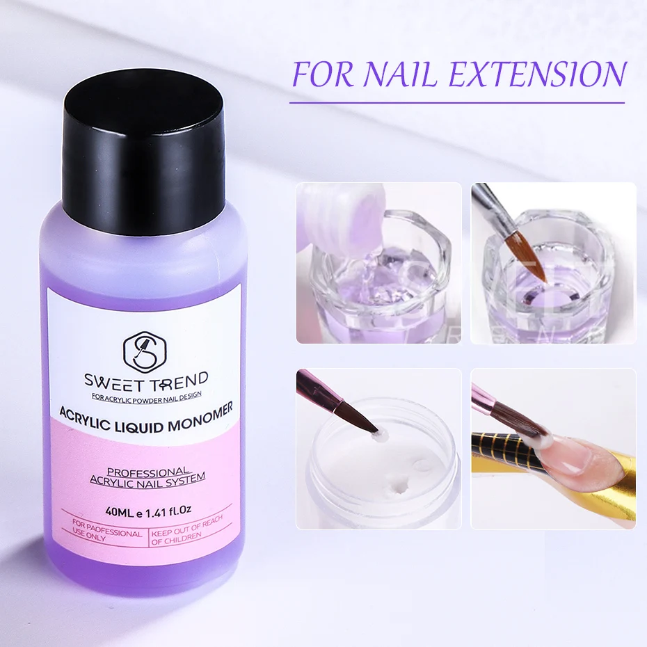 40 ミリリットルアクリル液体アクリルパウダーダスト爪モノマークリスタルネイルのヒント彫刻と延長マニキュア装飾ツール