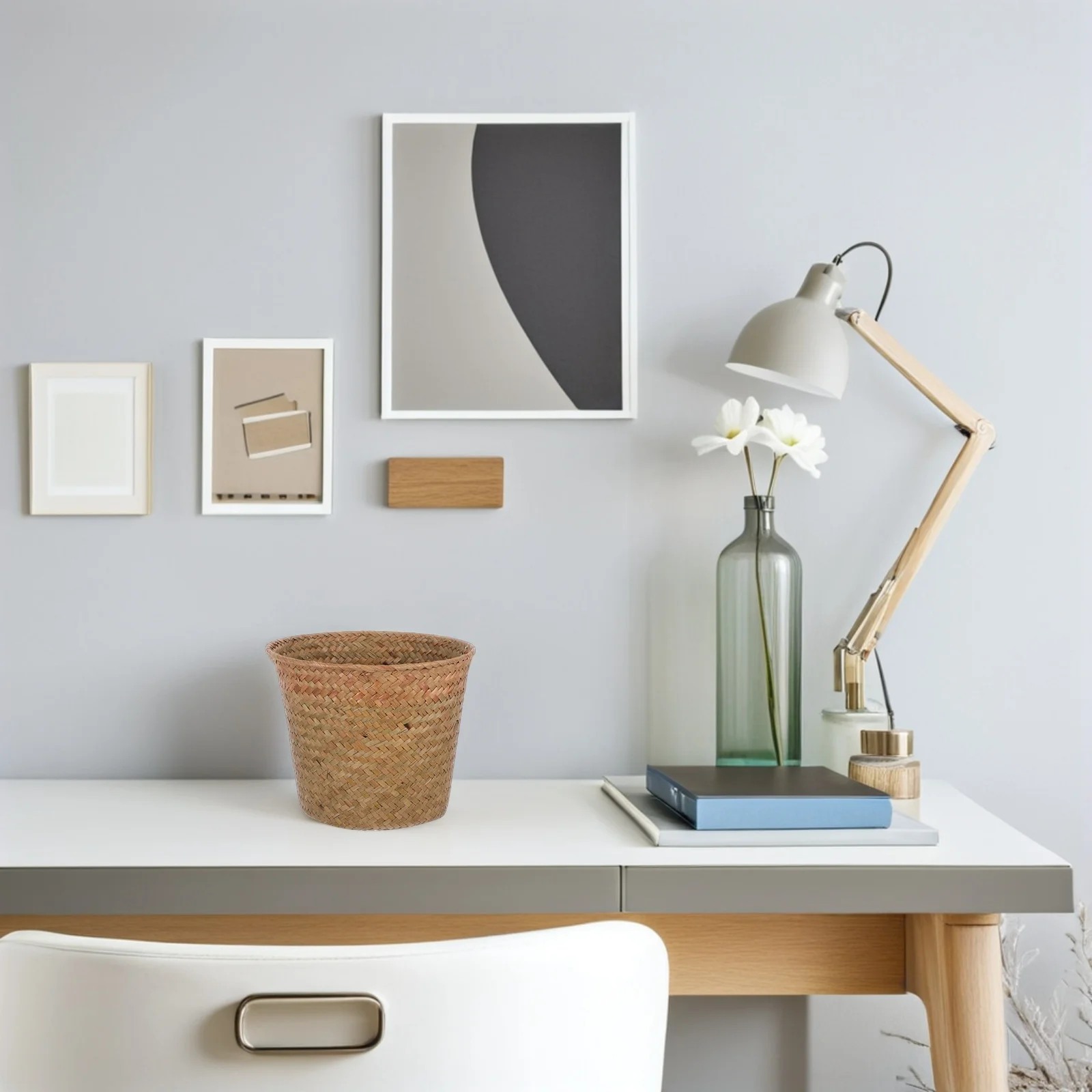 

Seagrass Woven Storage Organizer Multi-Purpose Sundry Basket For Bathroom Bedroom Plant Pot Waste Paper Basket Decorative