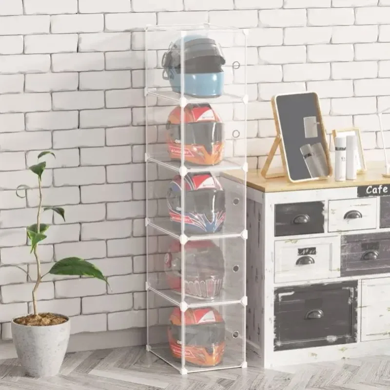 Stackable Dust Hat Rack Transparent Showcase for Motorcycle Helmet Storage Shelf Rack Plastic Display Stand Cabinet Helmet