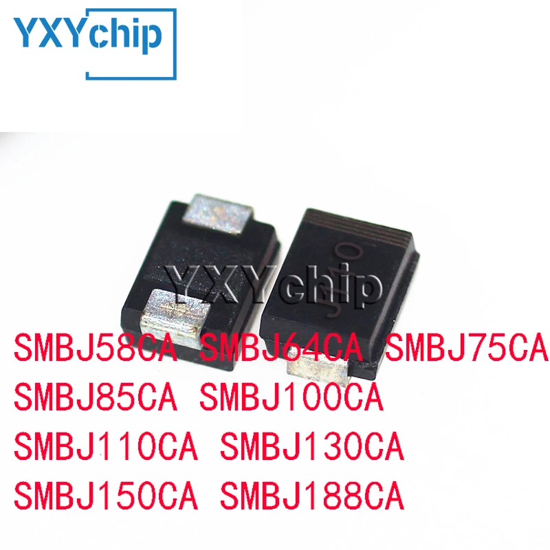 50pcs SMB_DO-214AA SMBJ58CA SMBJ64CA SMBJ75CA SMBJ85CA SMBJ100CA SMBJ110CA SMBJ130CA SMBJ150CA SMBJ188CA 600W Smd Tvs Diode