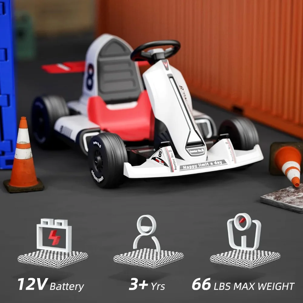 Electric Go Kart 12V Battery Powered Pedal Go Karts for 3+ Kids Youths on Car Electric Vehicle Car Racing Drift Car for Boy Girl