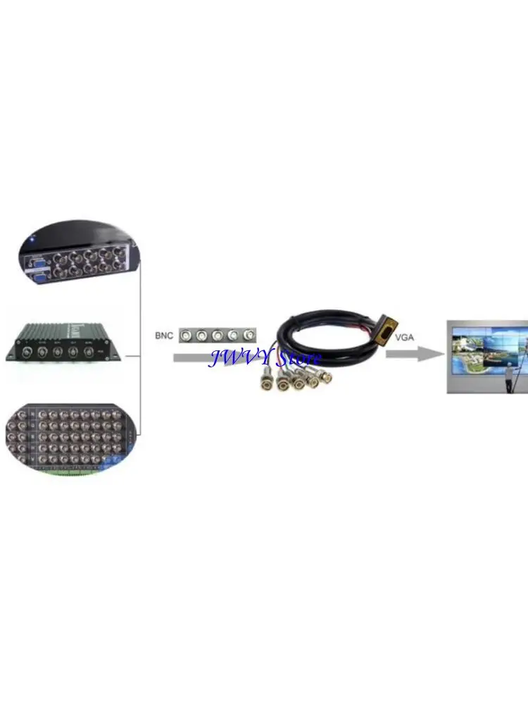 

573A VGA To 5 BNC RGBHV Cable Bidirectional Intercommunication Coaxial High Resolution Adapter Cord For HDTV And Projectors
