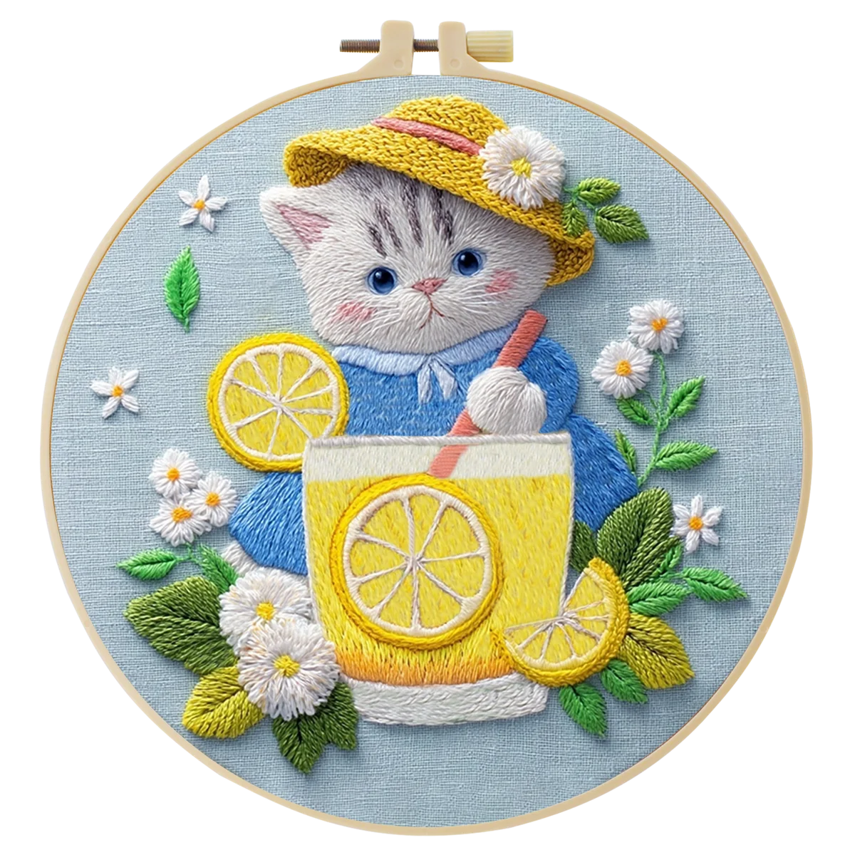 1 Stück 20X20CM/15X15CM 7,87/6,3 Zoll Katzen-Stickerei-Starter-Kit DIY-Kit DIY-Stickerei-Set Handarbeiten Nadelkunst Heimdekoration – Detail 3