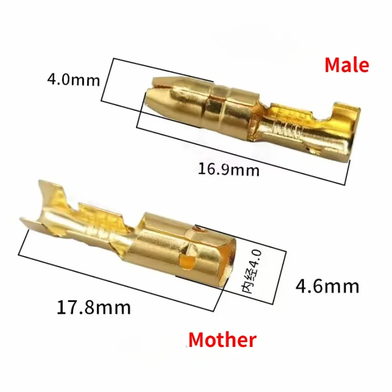 10/25 Sets 4.0 Bullet Crimp terminal car electrical wire connector diameter 4mm Female + Male + Case Cold press terminal