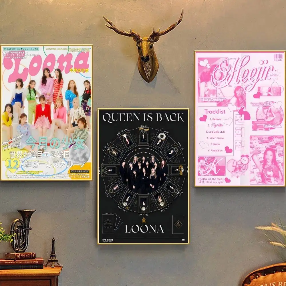 Latest Kpop L-Loona Poster Self-adhesive Art Waterproof Paper Sticker Coffee House Bar Room Wall Decor