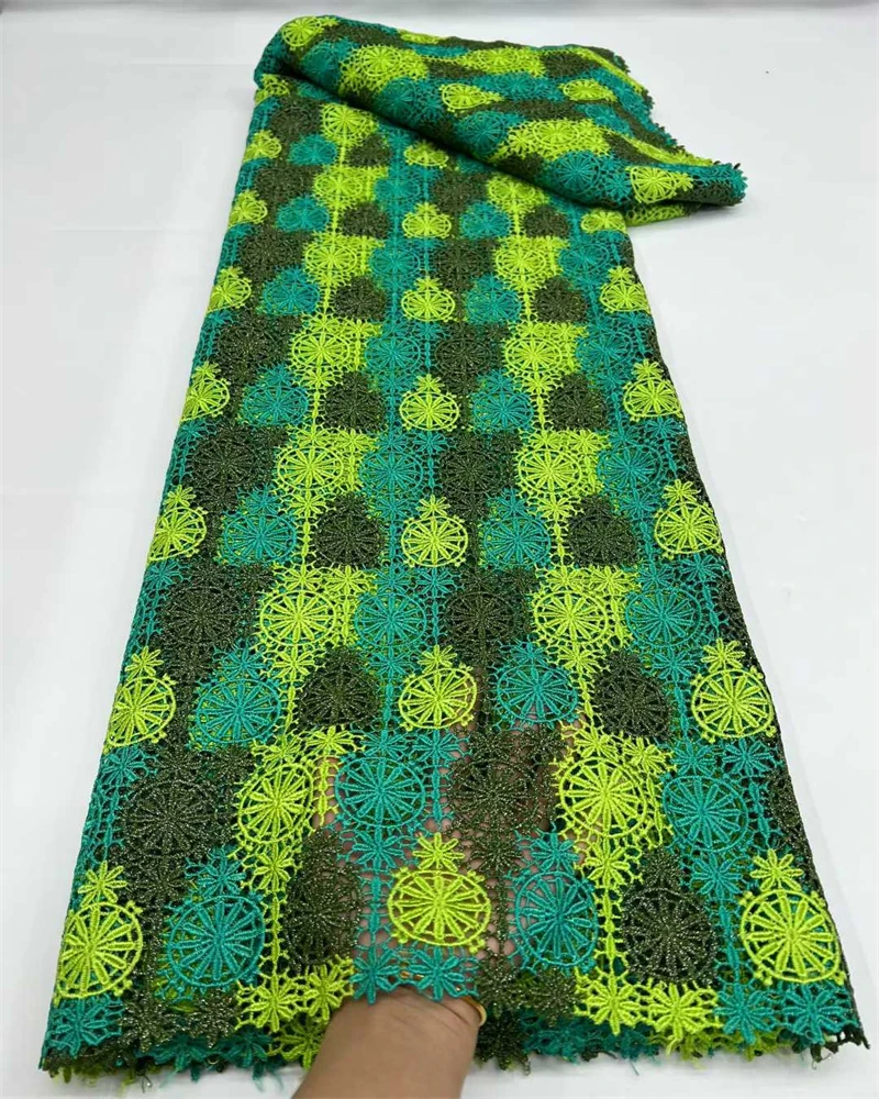 

Nigerian Guipure Cord Lace Fabric African Embroidery High Quality for Elegant Women Party Sewing