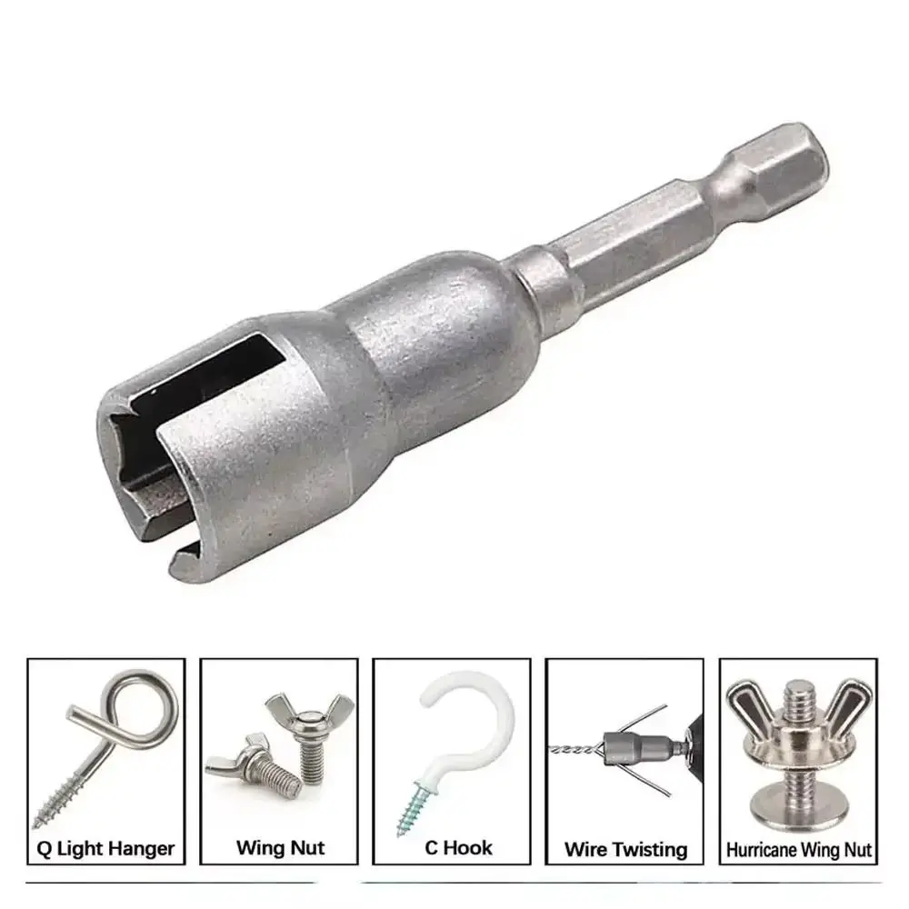 1/4'' Size Hexagon Shank Wing Socket 12mm Slotted 65mm Length Power Wing Nut Drive Long Power Wing Hex Shank