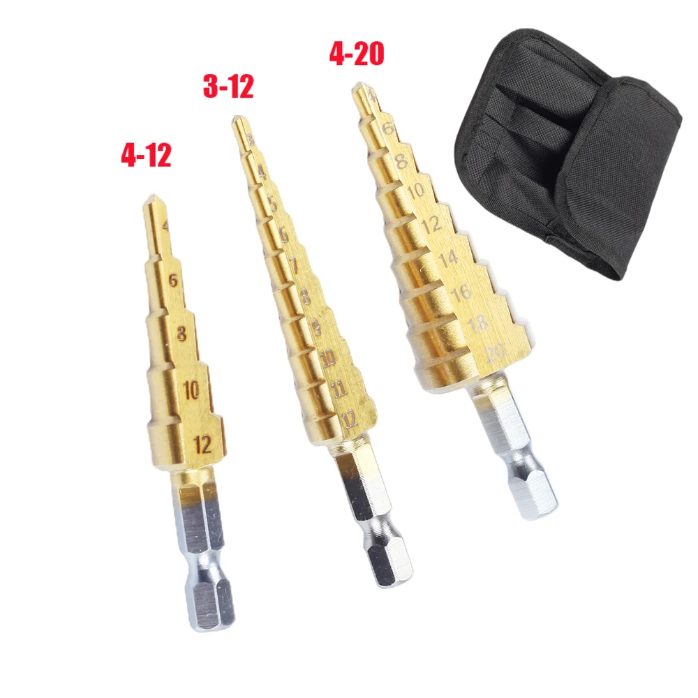 Hss Reta Sulco Passo Broca Conjunto de Broca Titânio Revestido de Madeira Metal Buraco Cortador Núcleo Broca Conjunto Peças 312 mm 4-12 mm 420 mm