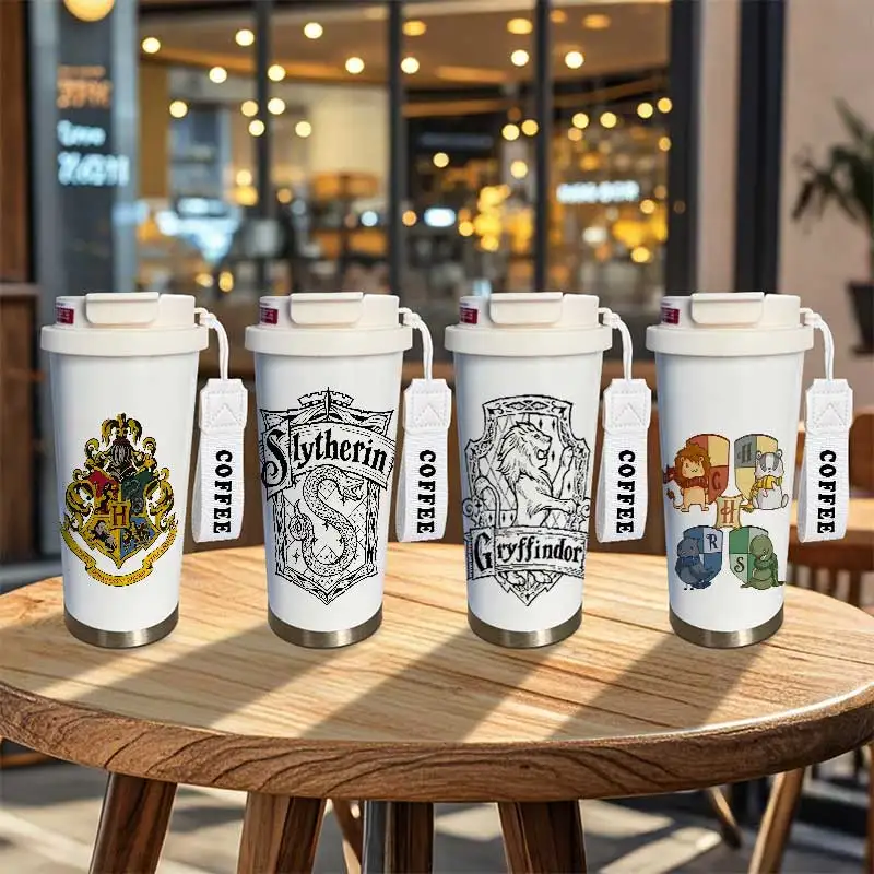 Taza de café con aislamiento de gran capacidad, botella de agua escolar mágica Slytherin, acero inoxidable de doble pared