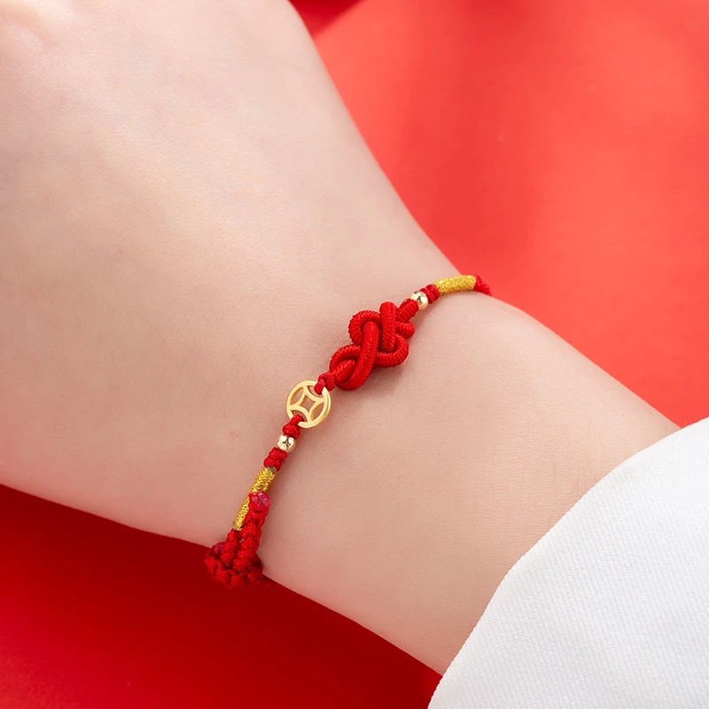 Handgefertigte geflochtene Imitation Zinnober Unendlichkeitssymbol-Armbänder für Damen und Herren, schlichtes rotes Seil, Pfirsichblüten-Transfer-Perlenarmband – Detail 18