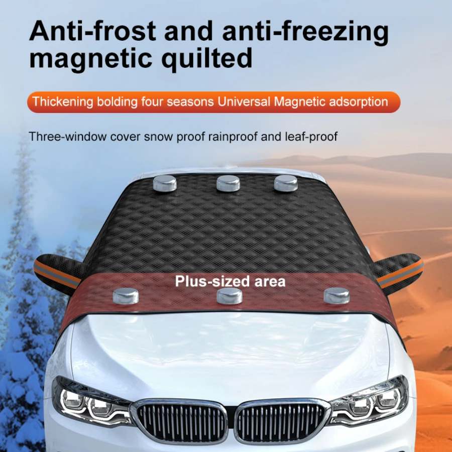 

Magnetic Windshield Snow Cover - Heavy-Duty Sun/Dust Shield with Frost-Resistant Half Car Protector