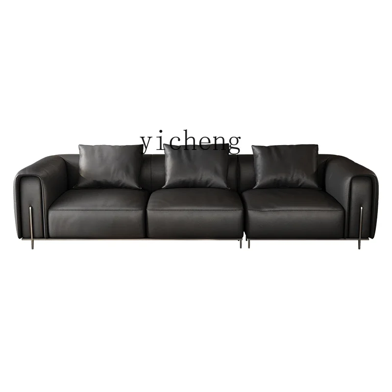 TQH minimalistyczna sofa Darth Vader nowoczesna prosta duża mieszkanie pierwsza warstwa skóry bydlęcej salon duża czarna krowa sofa