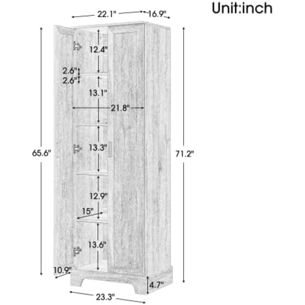 خزانة تخزين طويلة مع بابين، منظم مساحة واسعة لمخزن المطبخ، خزانة كتب، مثالية للاستخدام في الحمام أو المكتب، أسود #2