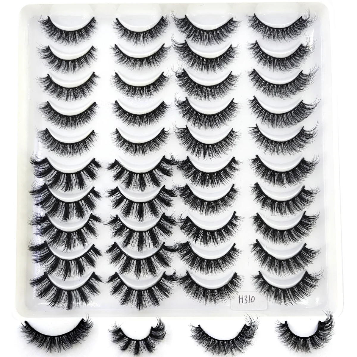 HBZGTLAD 20 Double Mixed Style Soft Mink Eyelash 3D Curled Edge Handmade Natural Messy Cross Eyelash Wholesale Manga Eyelash Cat