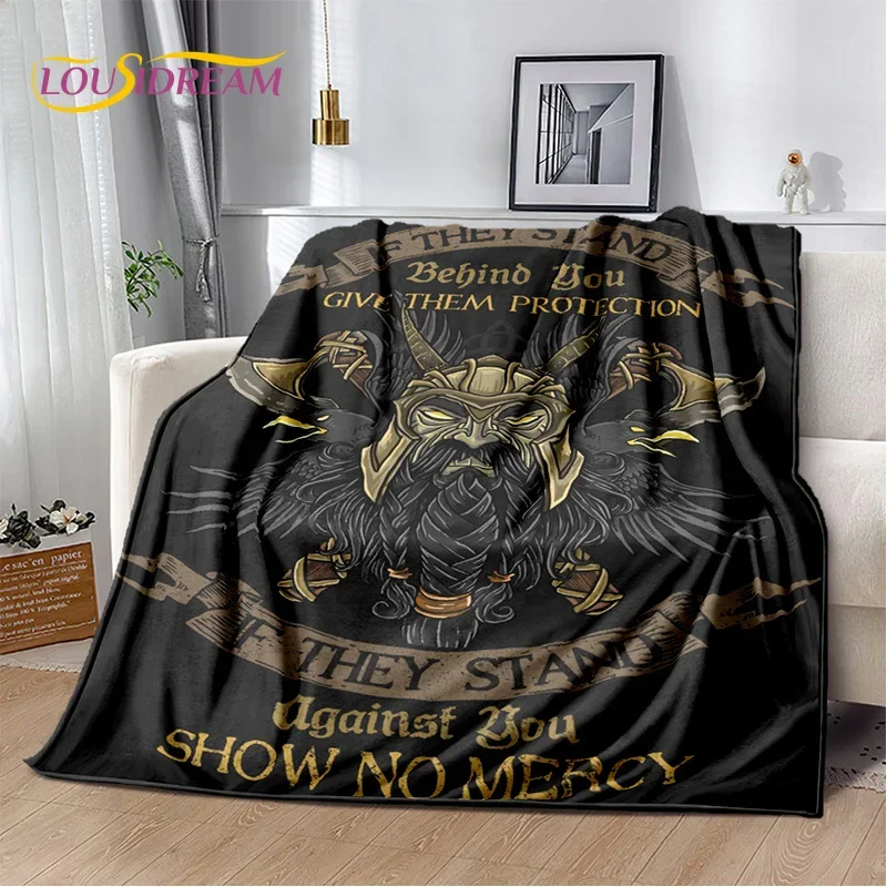 3D Viking Odin Valhalla Nordic Mythology Cartoon Blanket,Soft Throw Blanket for Home Bedroom Bed Sofa Picnic Office Travel Cover