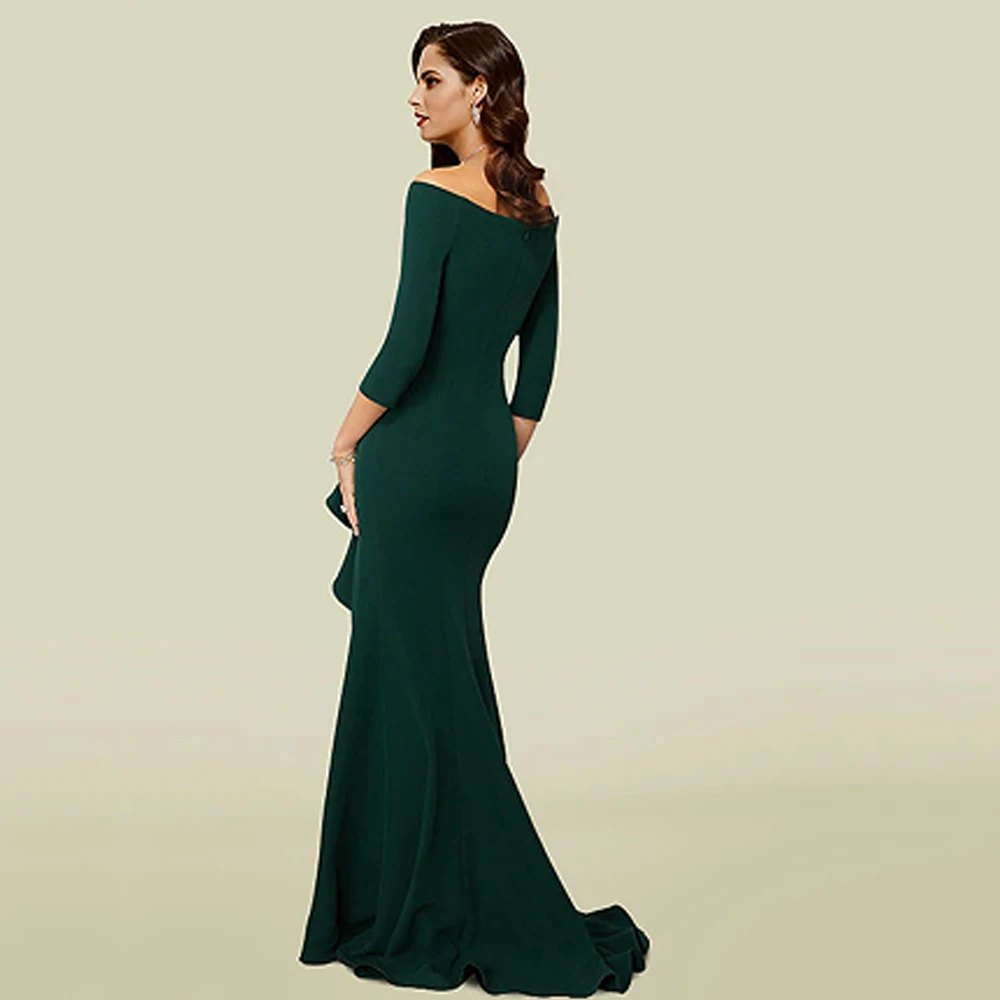 Charming Green Mother of the Bride Dresses Side Slit Wedding Party Gowns Zipper Back Beach 3/4 Sleeve Summer Vestido De 2025 New