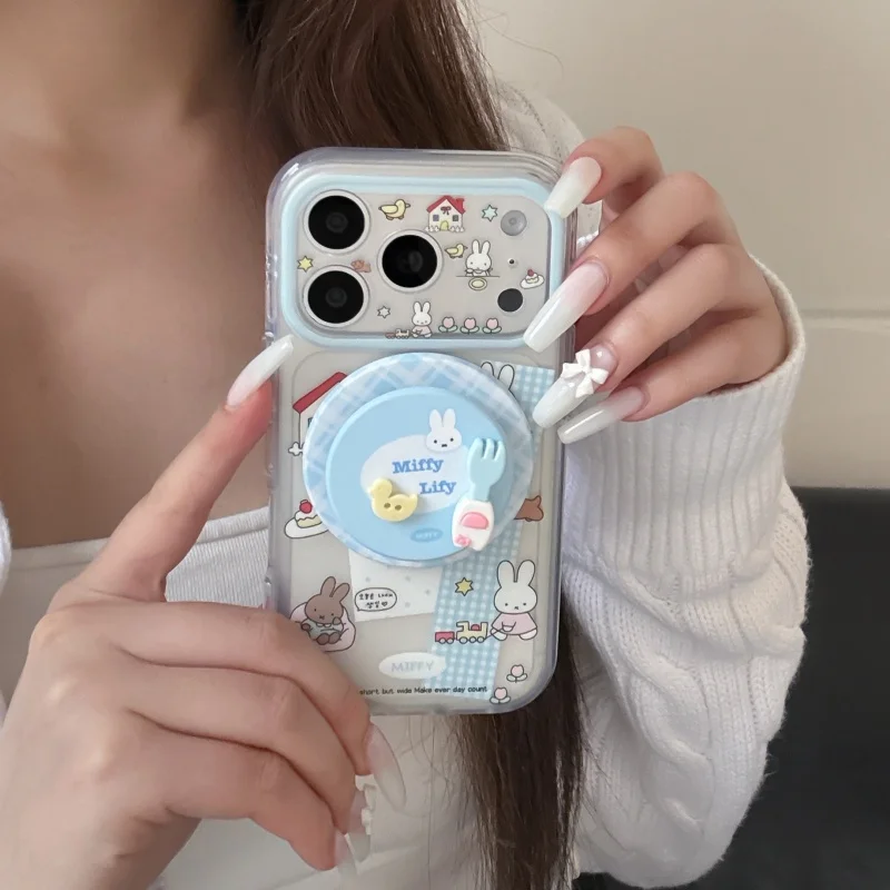 Cute illustration house Miffy Star Magnetic Magsafe Wireless Charge Phone Case For iPhone 16 15 17 Pro Max Miffy Magnetic Cover﻿