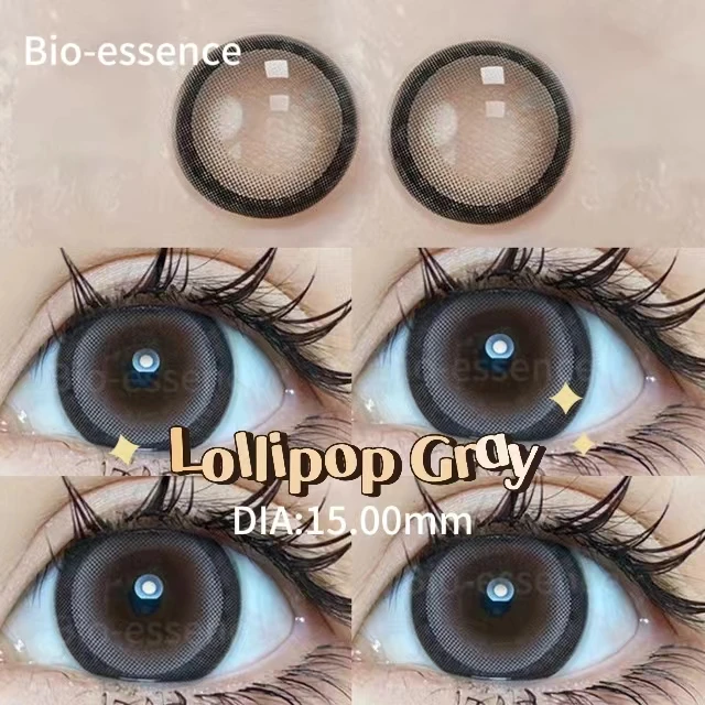 Bio-essence 1Pair Black Contact Lenses with Diopter Yearly 15.00mm Contacts Large Diameter Brown Big Eyes Makeup Soft Pupils