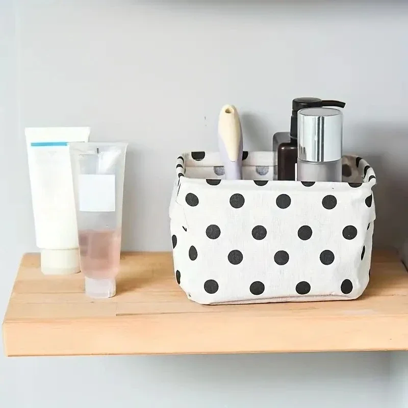2 stücke Baumwolle Und Leinen Desktop Storage Box Kleine Faltbare Leinwand Lagerung Korb Mit Griff Kleine Frische Wasserdichte Lagerung Korb