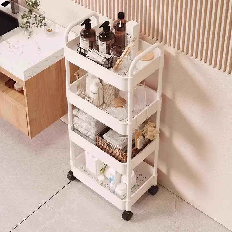 Slim 3-Tier Rolling Utility Cart with Wheels and Hooks for Kitchen Bathroom Narrow