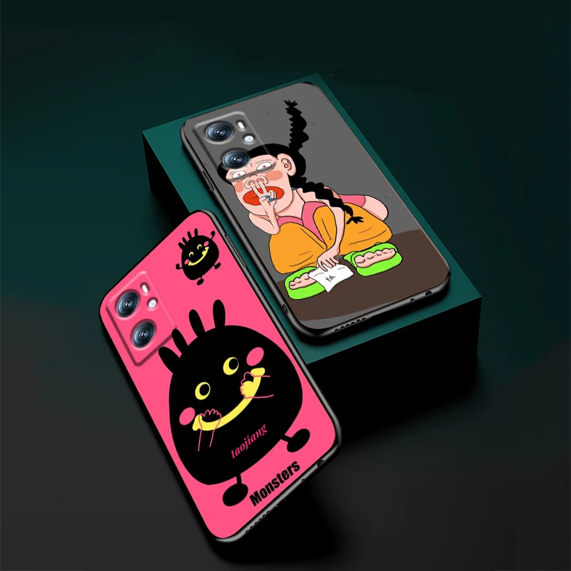 Cartoon Design Cute And Creative For OPPO Find X6 X5 X3 A54S A5 A94 A16 A53S A57 A74 A72 A98 A78 A96 A9 5G Black TPU Phone Case