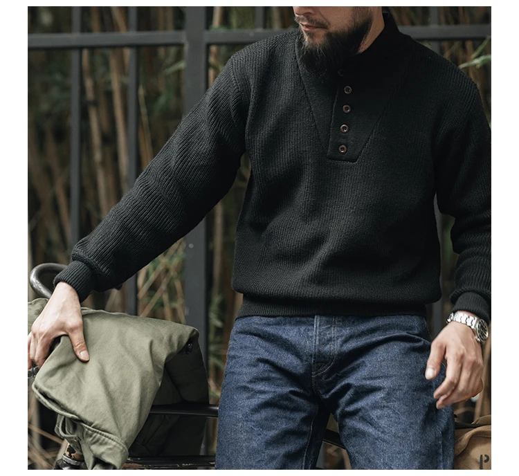 

Rugged Bronson Thickened Weight Knitted Sweaters High Neck Military Pullover for Men