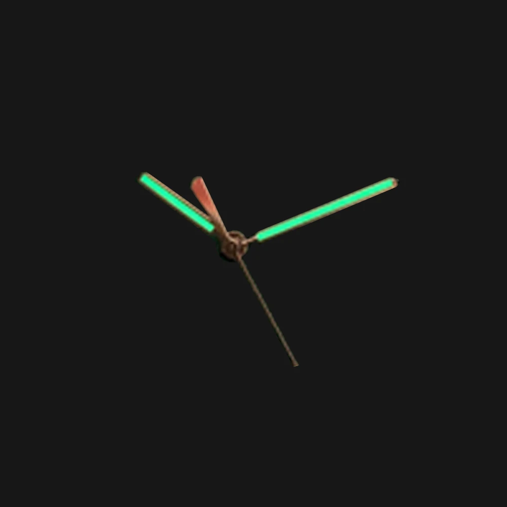 عقارب ساعة مضيئة باللون الأخضر لحركة NH35 مؤشرات ساعة فضية/وردية لساعة اليد ذات الطلب 31.8 مللي متر جزء معدل